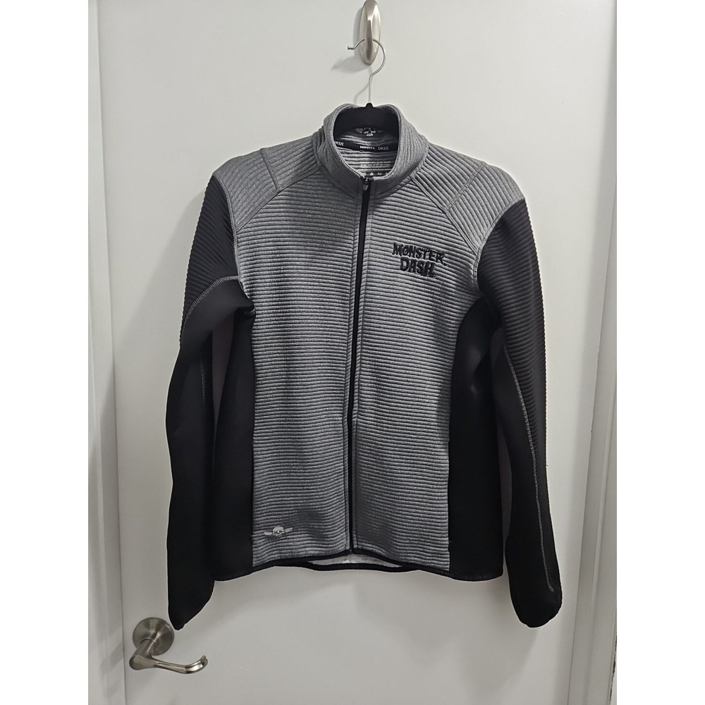 Monster Dash Zip Up Jacket Womens Medium Thumb Holes Long Sleeve Black‎ Amd Gray